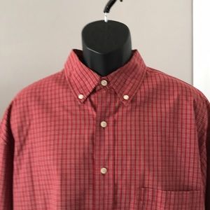 EDDIE BAUER Mens Relaxed Fit Button Down Red Plaid Shirt | L